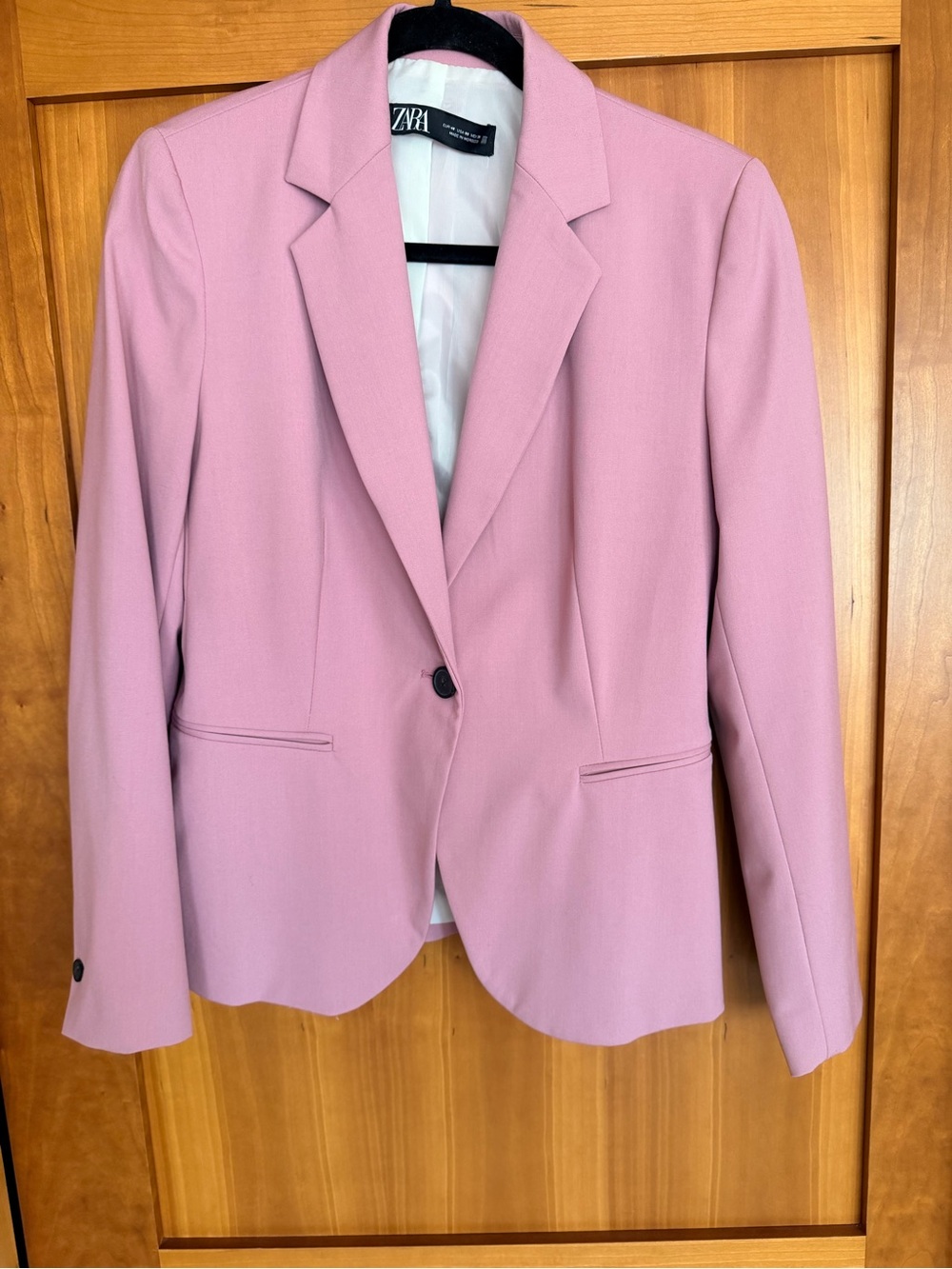 ZARA Dusty Pink Single-Button Tailored Blazer